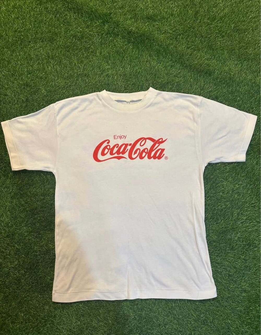 Coca-Cola Graphic T-Shirt Size 44 White Vintage Enjoy